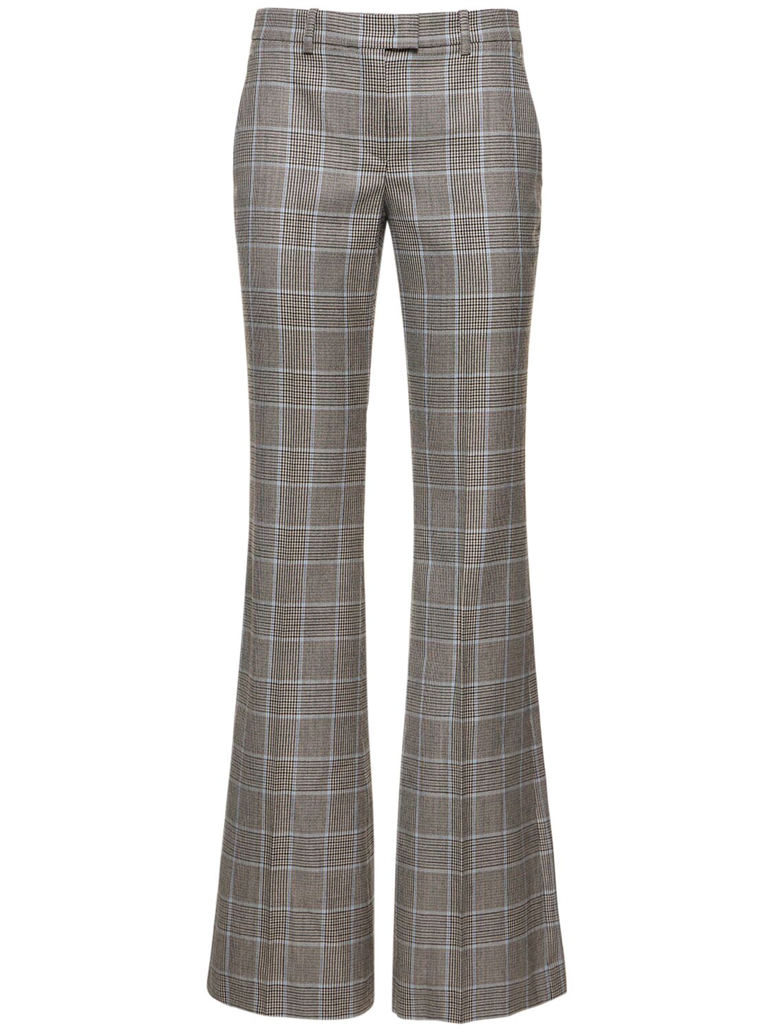 Michael Kors Haylee Wool Crepe Tailored Flared Pants In Gray