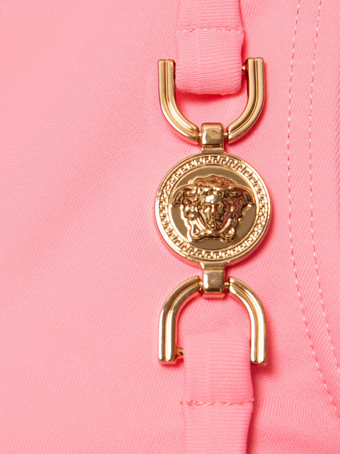 Shop Versace Greca Logo Bikini Top W/strap In Pink