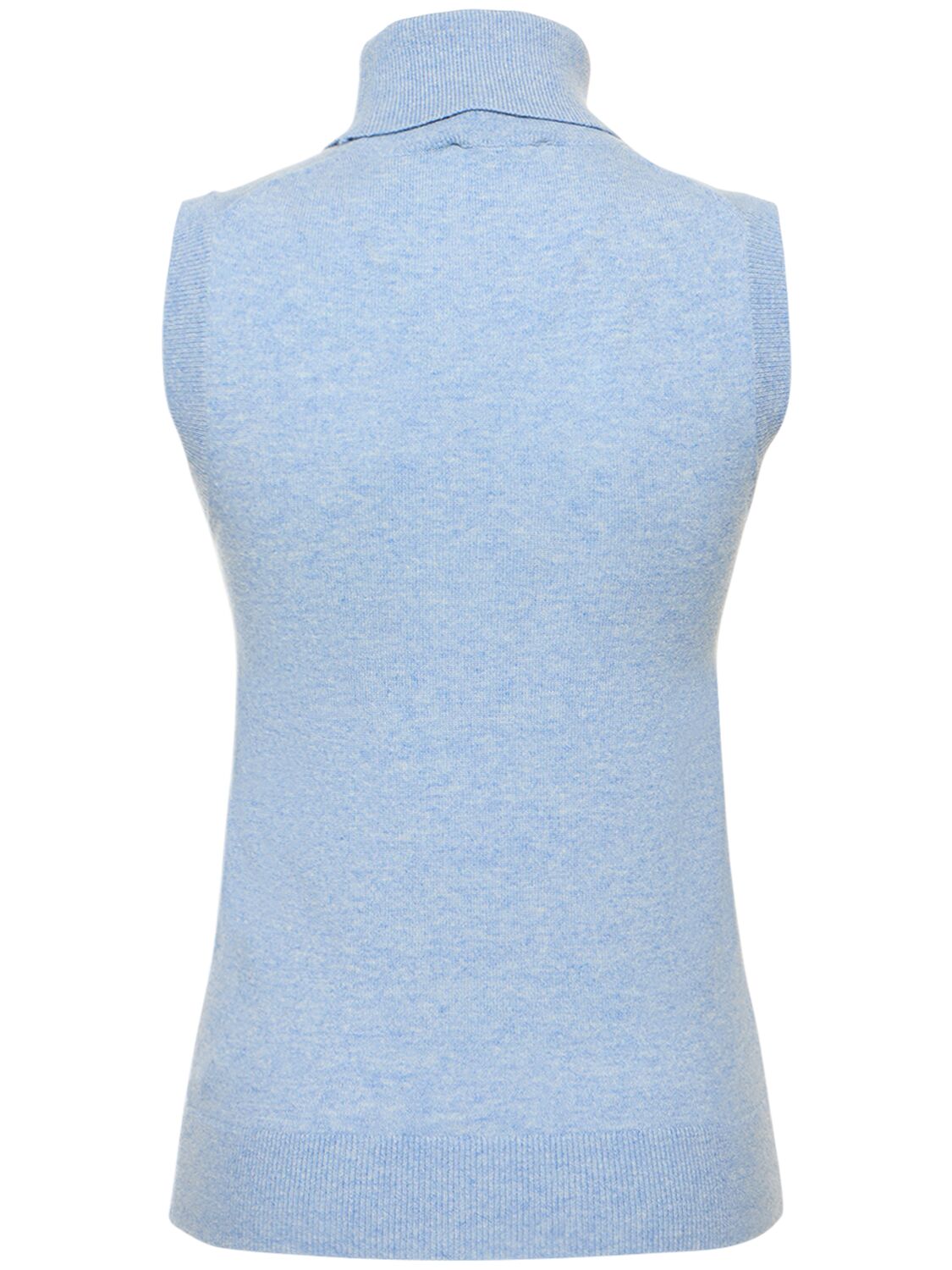 Shop Michael Kors Sleeveless Knit Cashmere Turtleneck In Light Blue