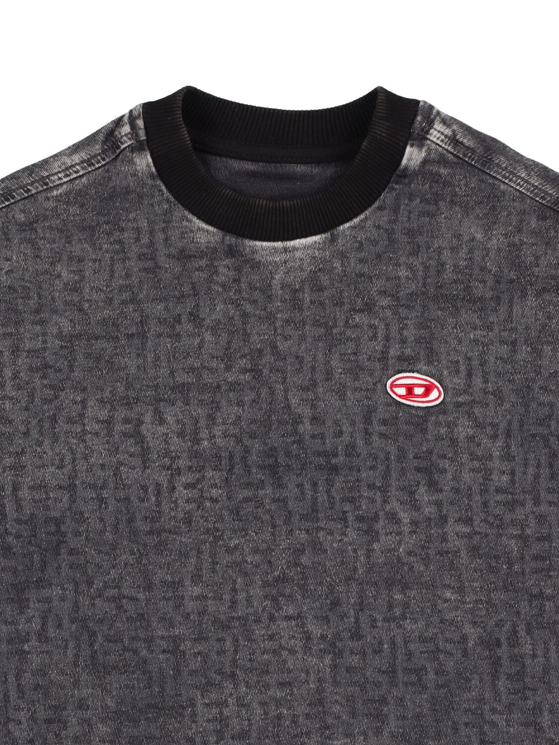 Shop Diesel Washed All Over Logo Denim Sweatshirt In Black