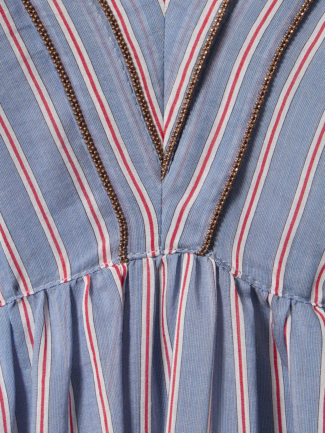 Shop Brunello Cucinelli Striped Cotton & Silk Gauze Long Dress In Multicolor