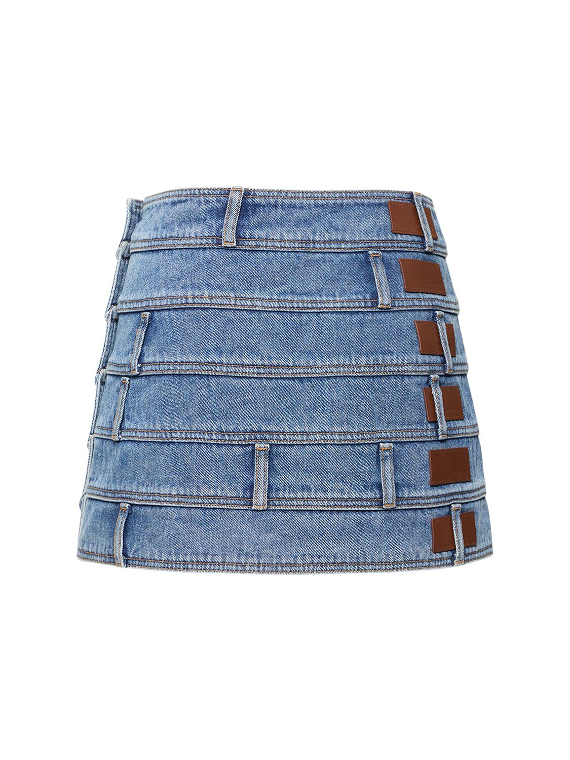 Shop Andersson Bell Dua Multi Waist Denim Mini Skirt In Blue