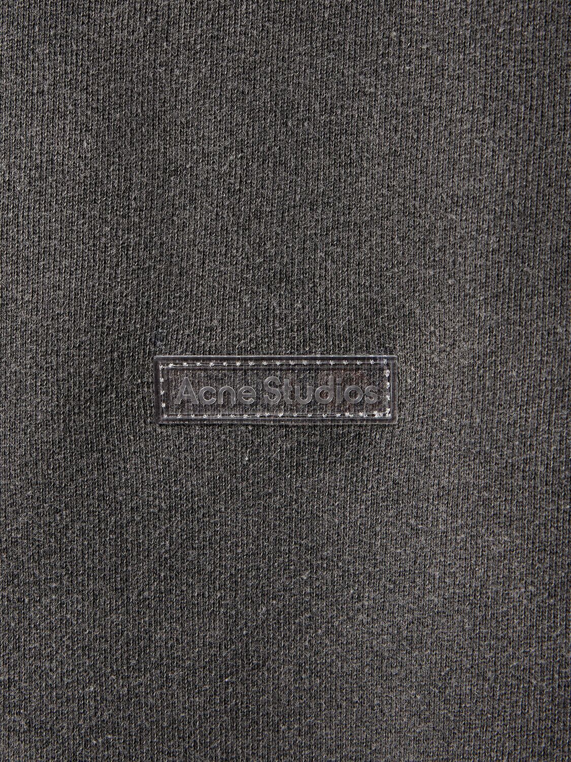 Shop Acne Studios Fester Vintage Cotton Jersey Hoodie In Washed Black