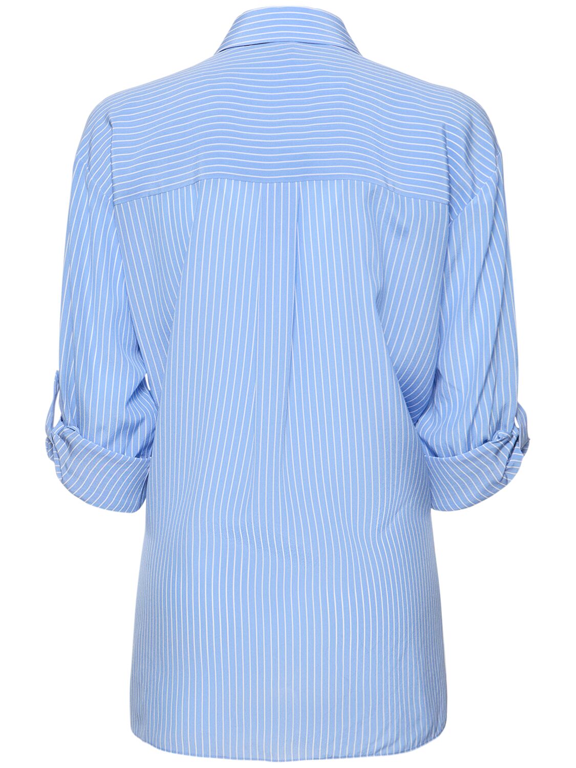 Shop Michael Kors Striped Silk Crepe Shirt In Blue,white