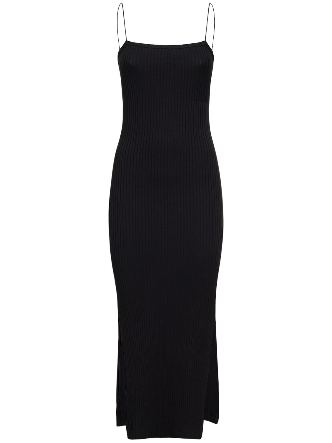 Helmut Lang Women's Fitted Rib-knit Midi-dress In Black