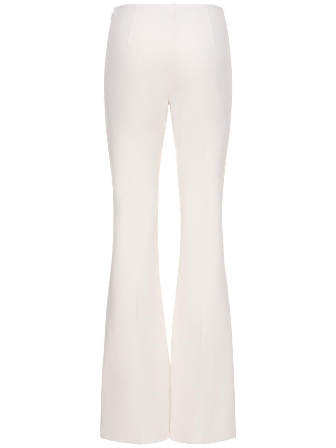 Shop Michael Kors Stretch Wool Crepe Flared Pants In Ivory