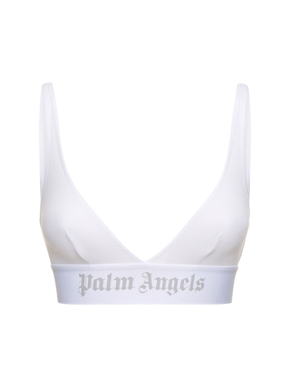 Shop Palm Angels Classic Logo Cotton Bra In White