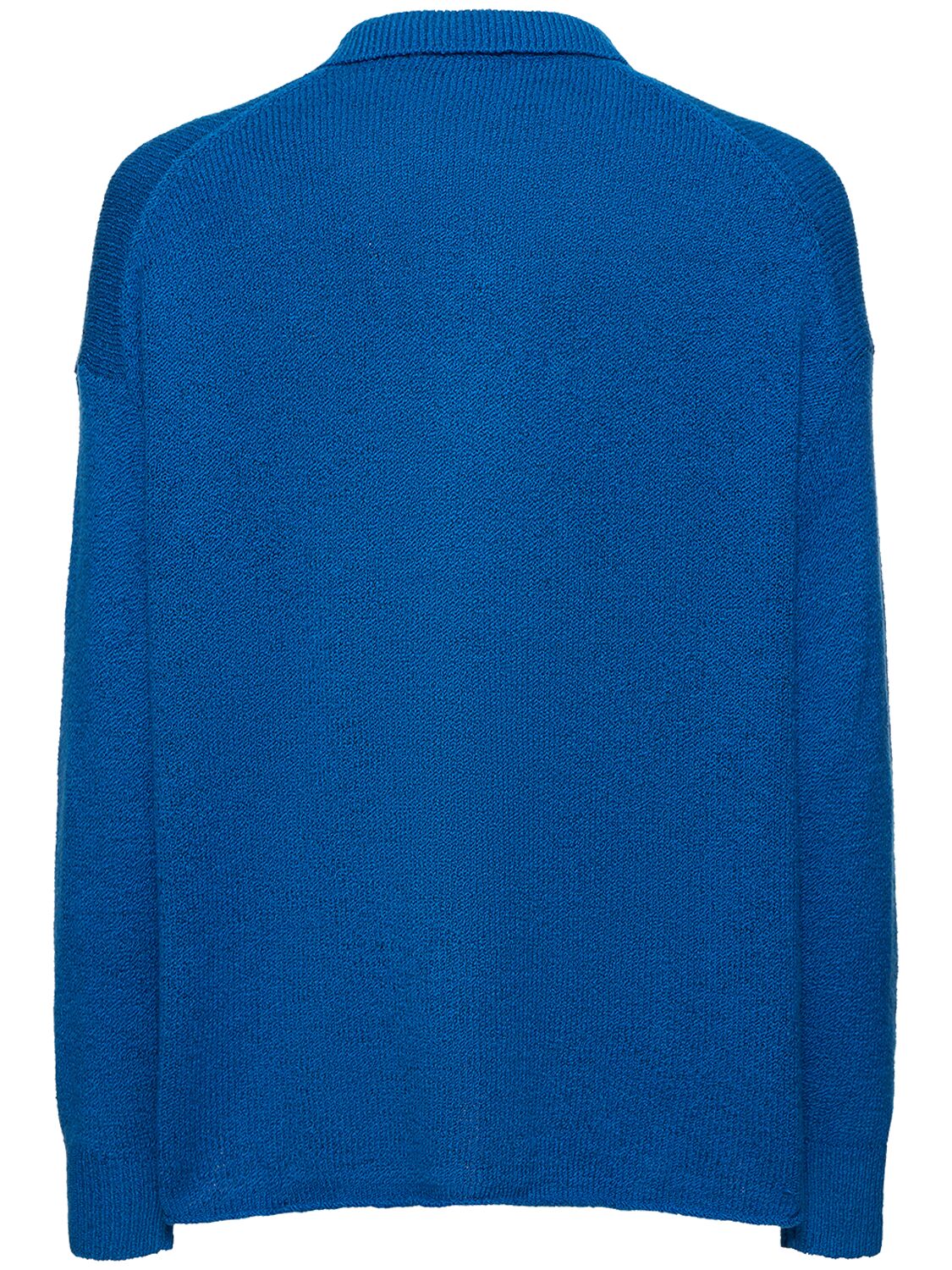 Shop Commas Cotton & Wool Knit Polo Sweater In Blue