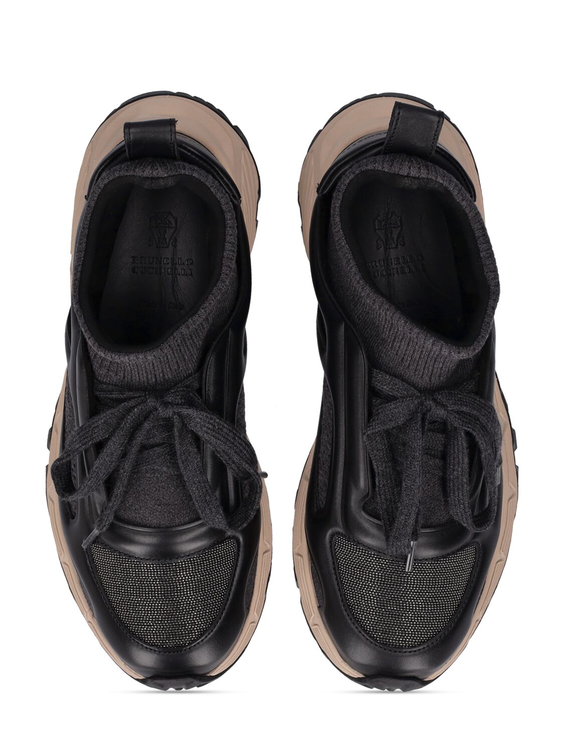 Shop Brunello Cucinelli Leather Low Top Sneakers In Black