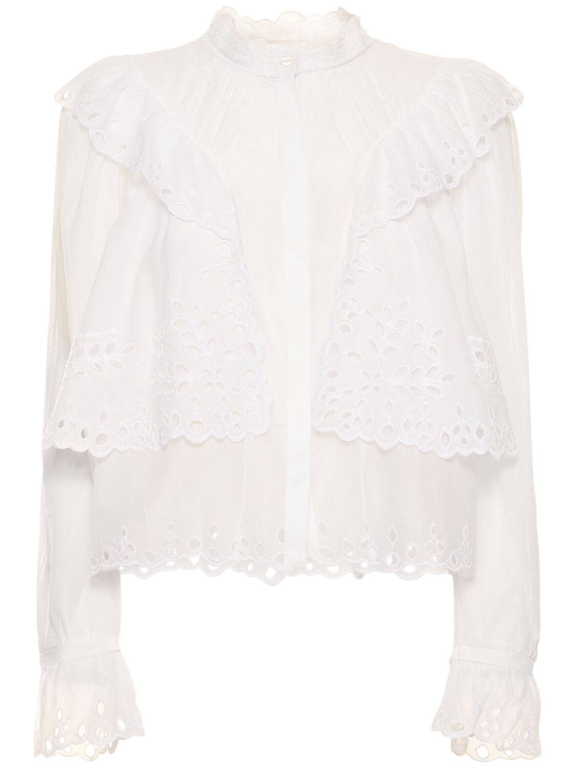 Shop Marant Etoile Kelmon Ruffled Cotton Shirt In White