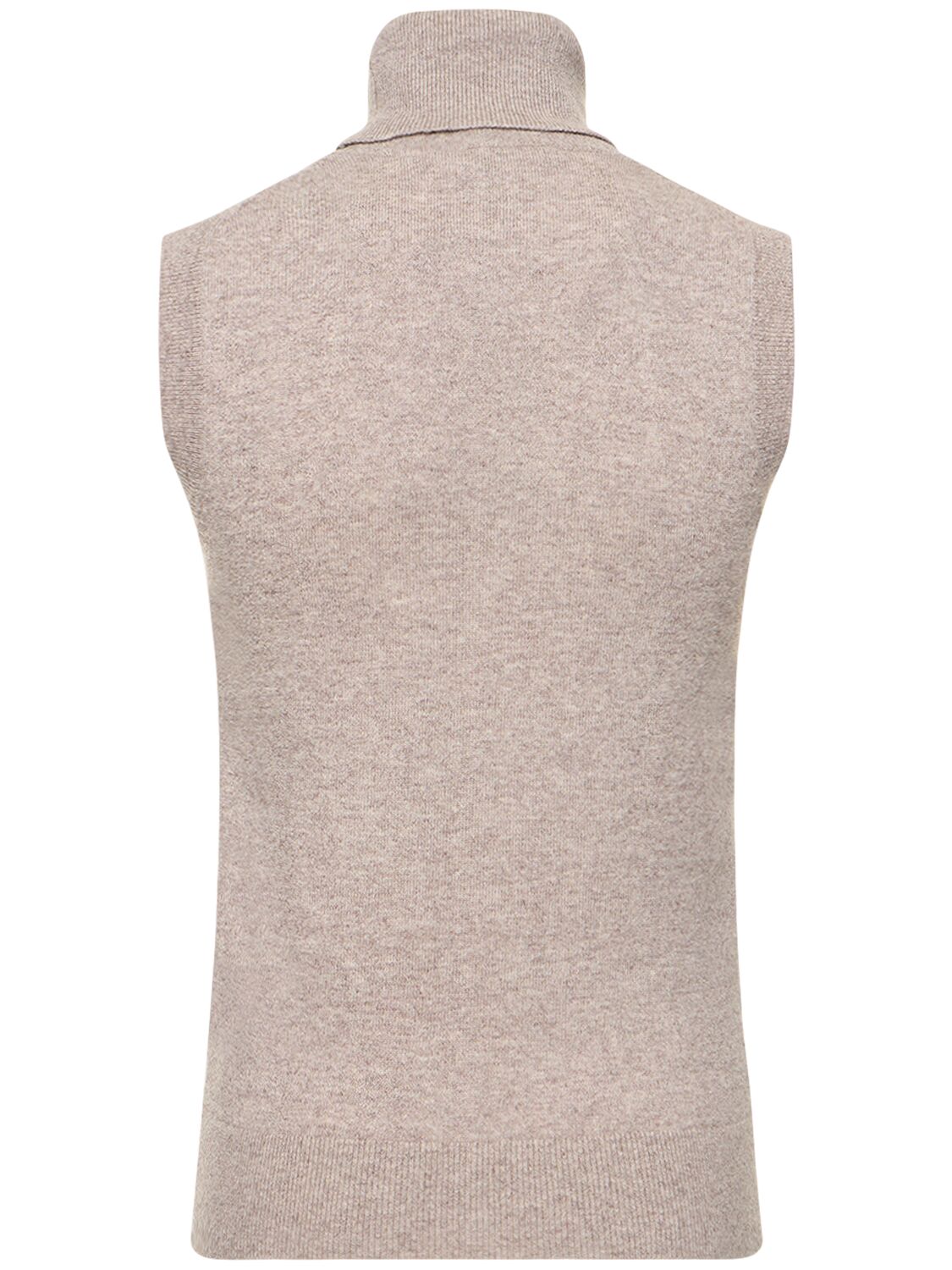 Shop Michael Kors Sleeveless Knit Cashmere Turtleneck In Taupe