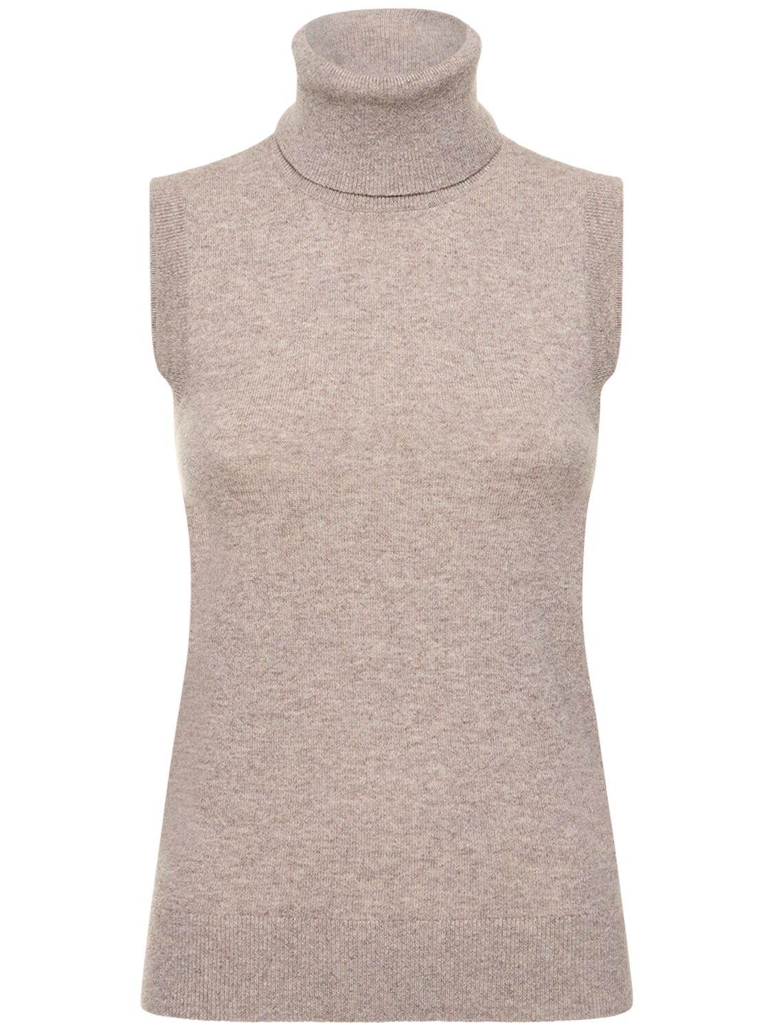 Sleeveless Knit Cashmere Turtleneck