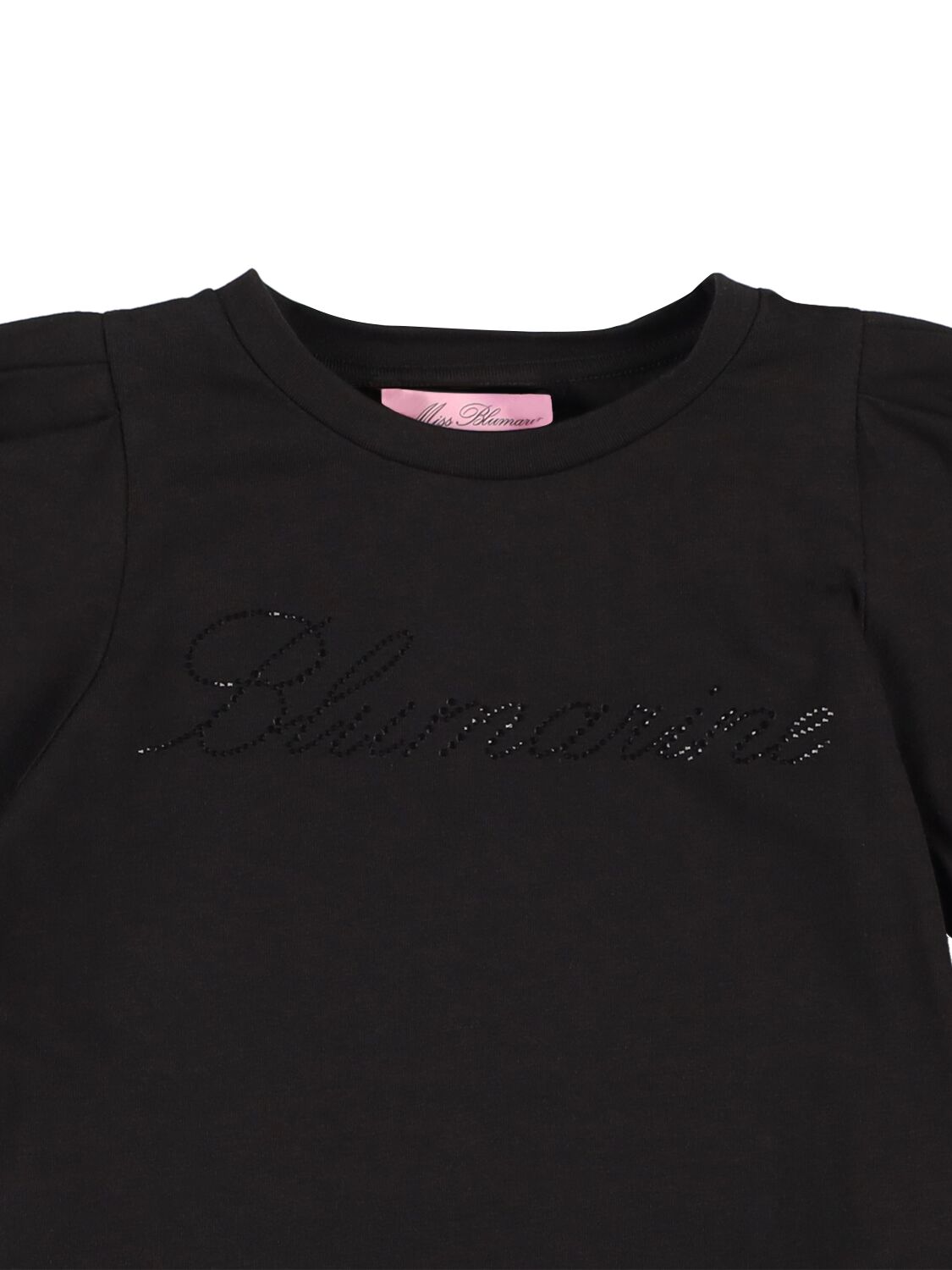 Shop Miss Blumarine Crystal Logo Cotton Jersey T-shirt In Black