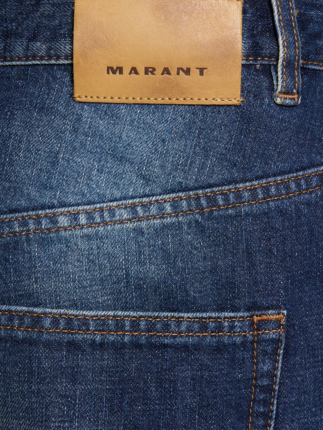 Shop Isabel Marant Jelden Faded Cotton Denim Jeans In Blue