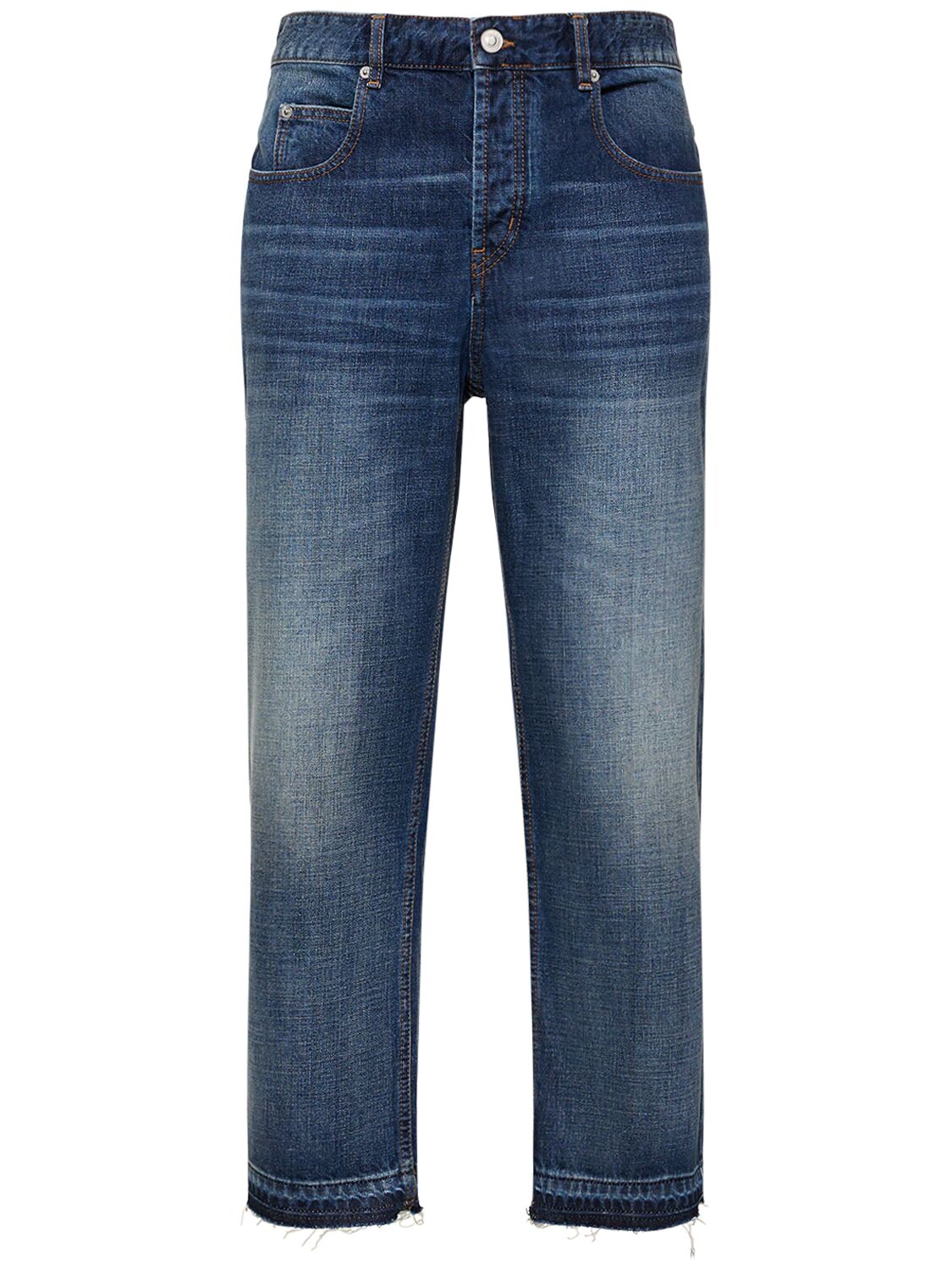 Shop Isabel Marant Jelden Faded Cotton Denim Jeans In Blue