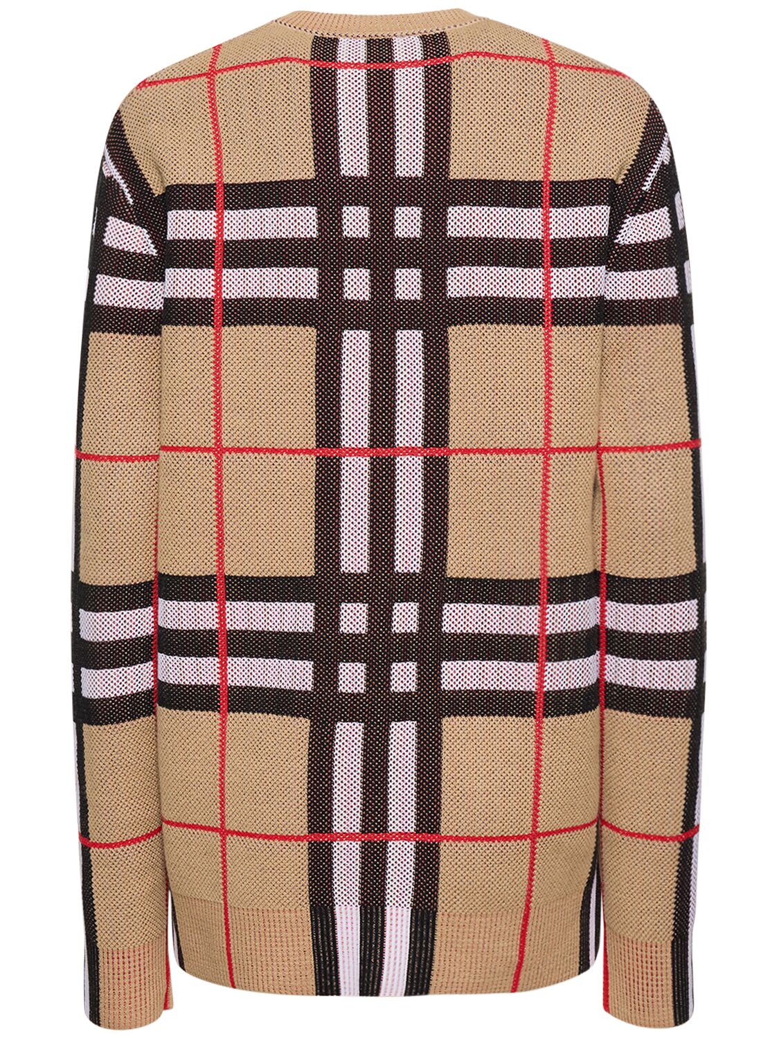 Shop Burberry Hortence Check Jacquard Knit Cardigan In Archive Beige