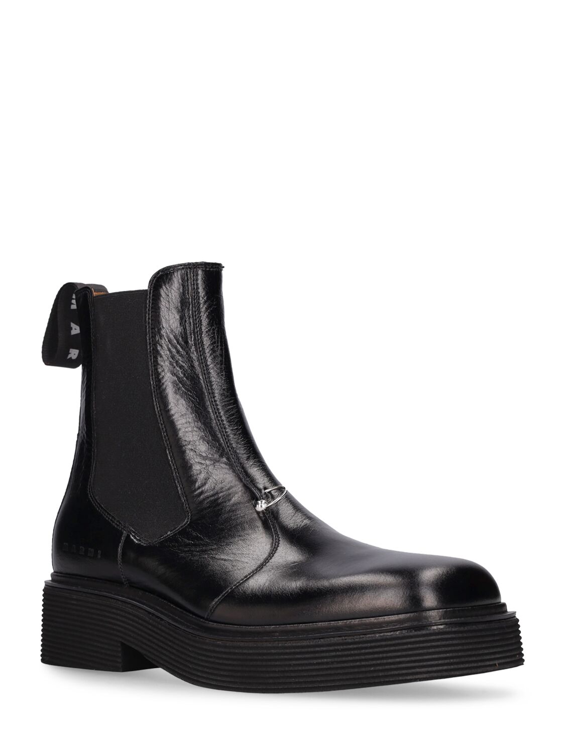 Shop Marni New Forest Shiny Leather Chelsea Boots In Black