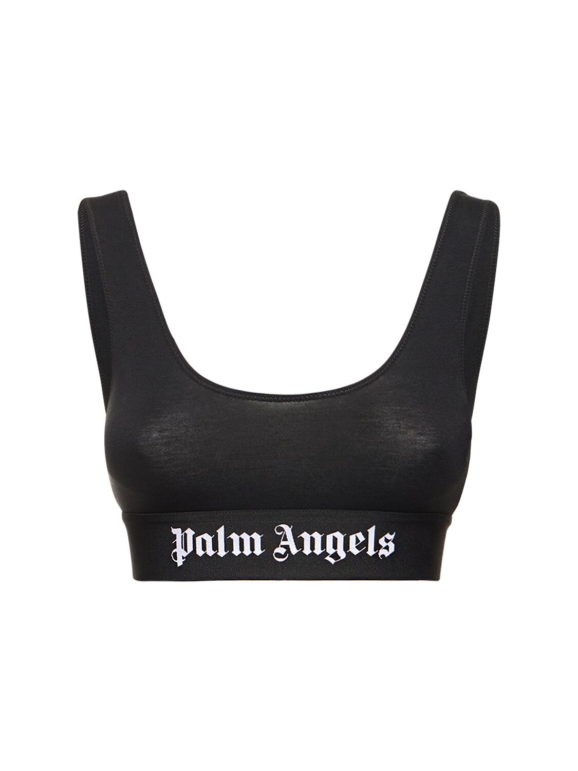 Shop Palm Angels Classic Logo Cotton Bra In Black