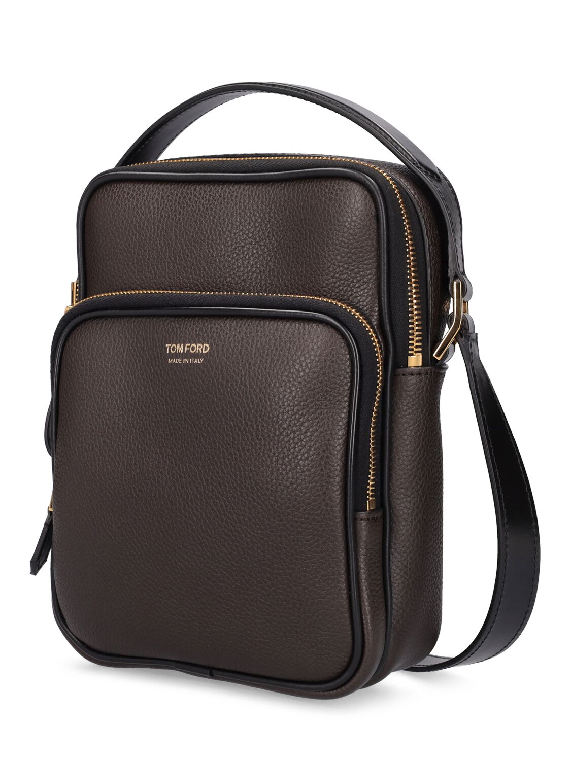 Shop Tom Ford Zipped Crossbody Bag In Choccolat,black