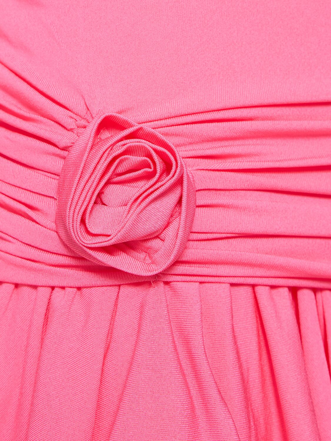 Blumarine Jersey Turtleneck Draped Mini Dress In Fuchsia