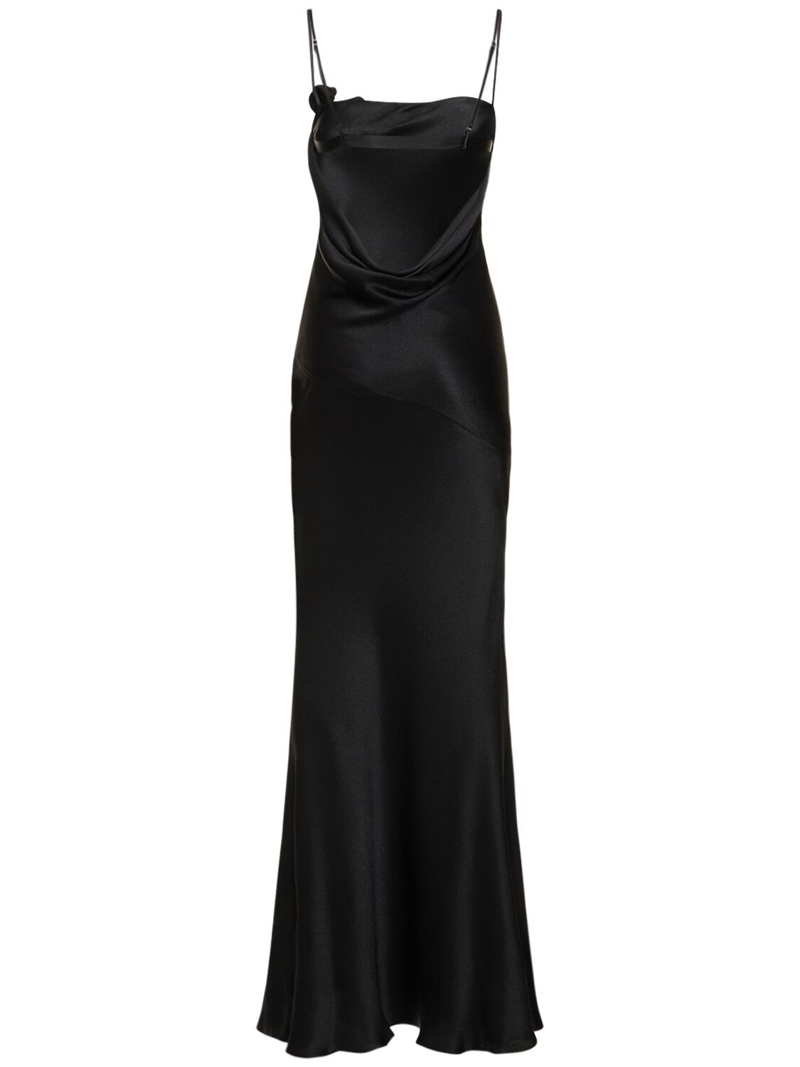 Shop Blumarine Silk Satin Blend Cutout Long Dress In Black