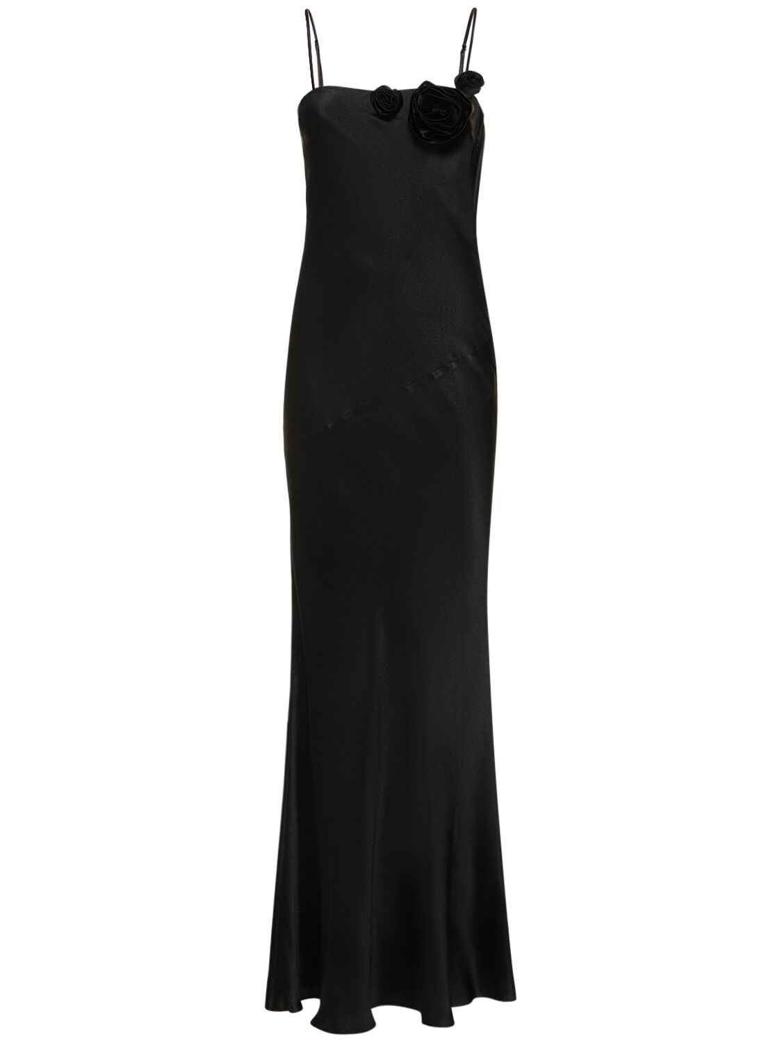 Blumarine Silk Satin Blend Cutout Long Dress In Black