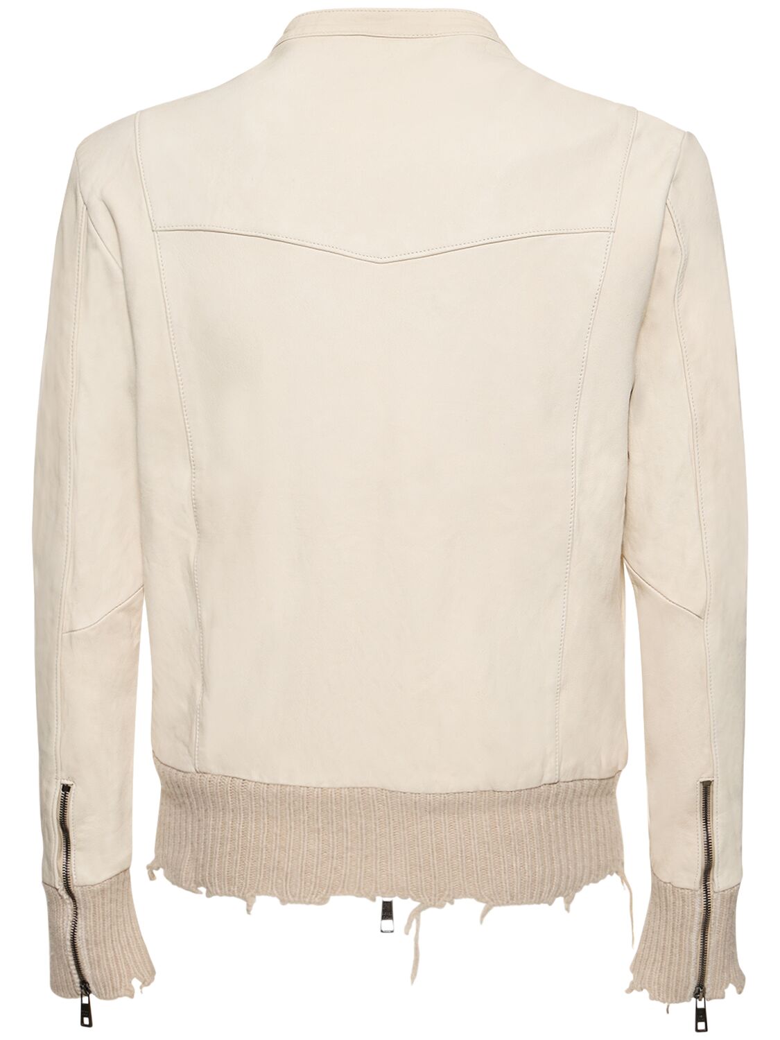 Shop Giorgio Brato Leather Bomber Jacket In Beige