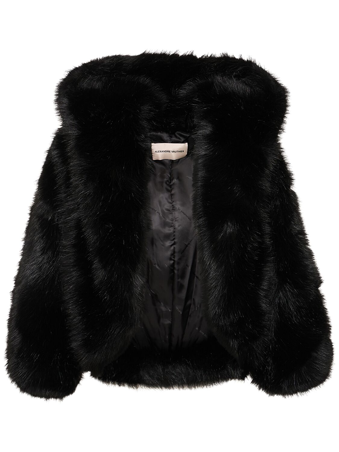 Alexandre Vauthier Faux Fur Hooded Short Jacket In Black
