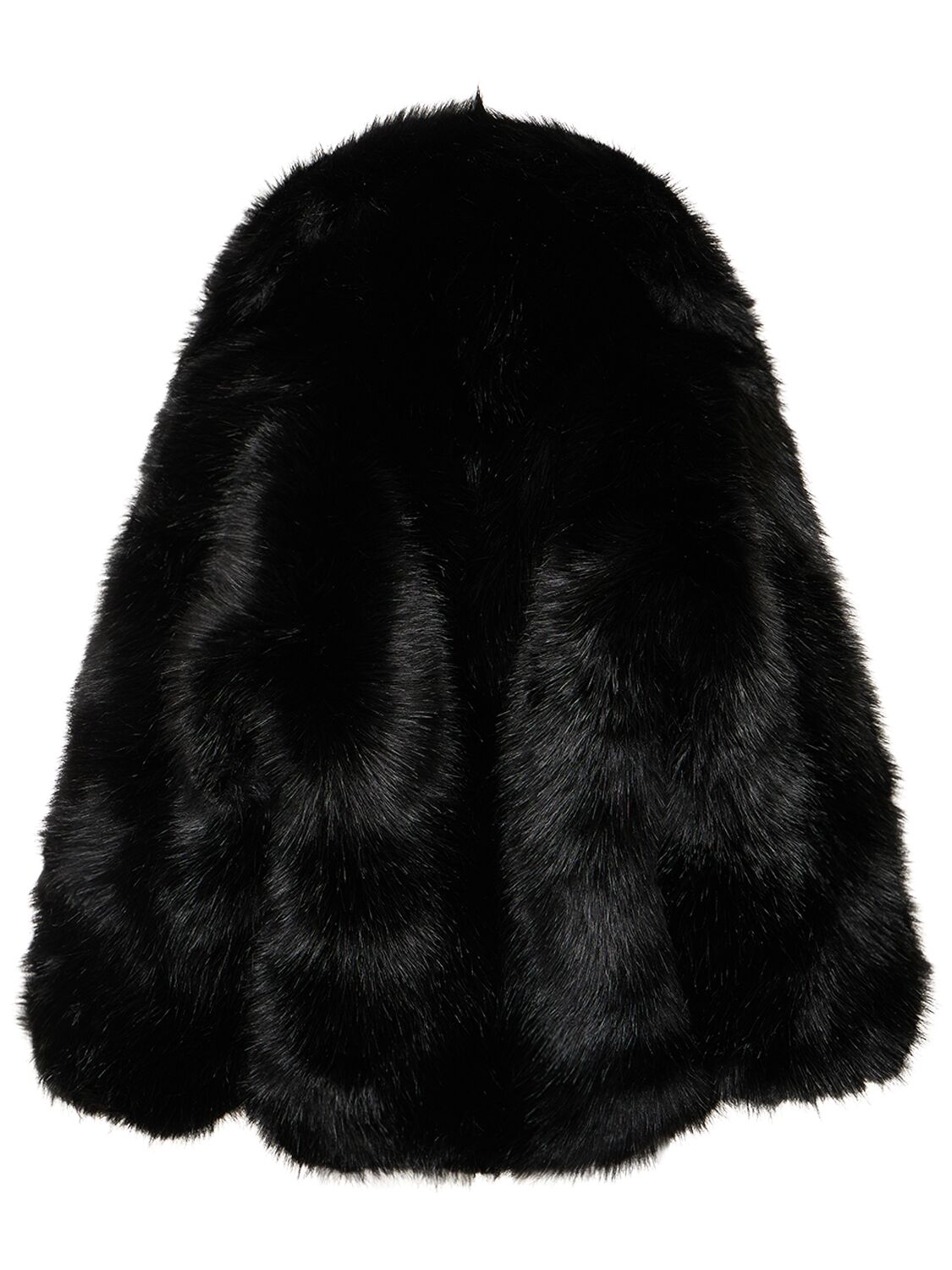 Shop Alexandre Vauthier Faux Fur Hooded Short Jacket In Black