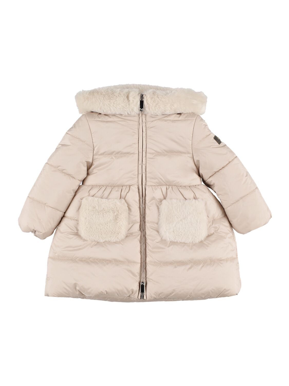 Long Nylon Puffer Jacket W/pompom – KIDS-GIRLS > CLOTHING > DOWN JACKETS