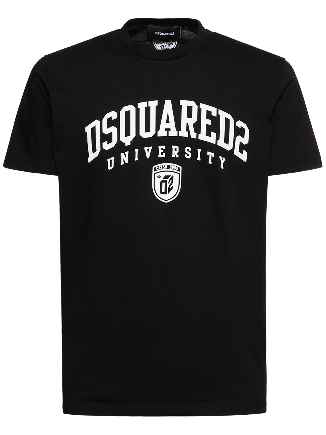 Shop Dsquared2 University Logo Cotton Jersey T-shirt In Black