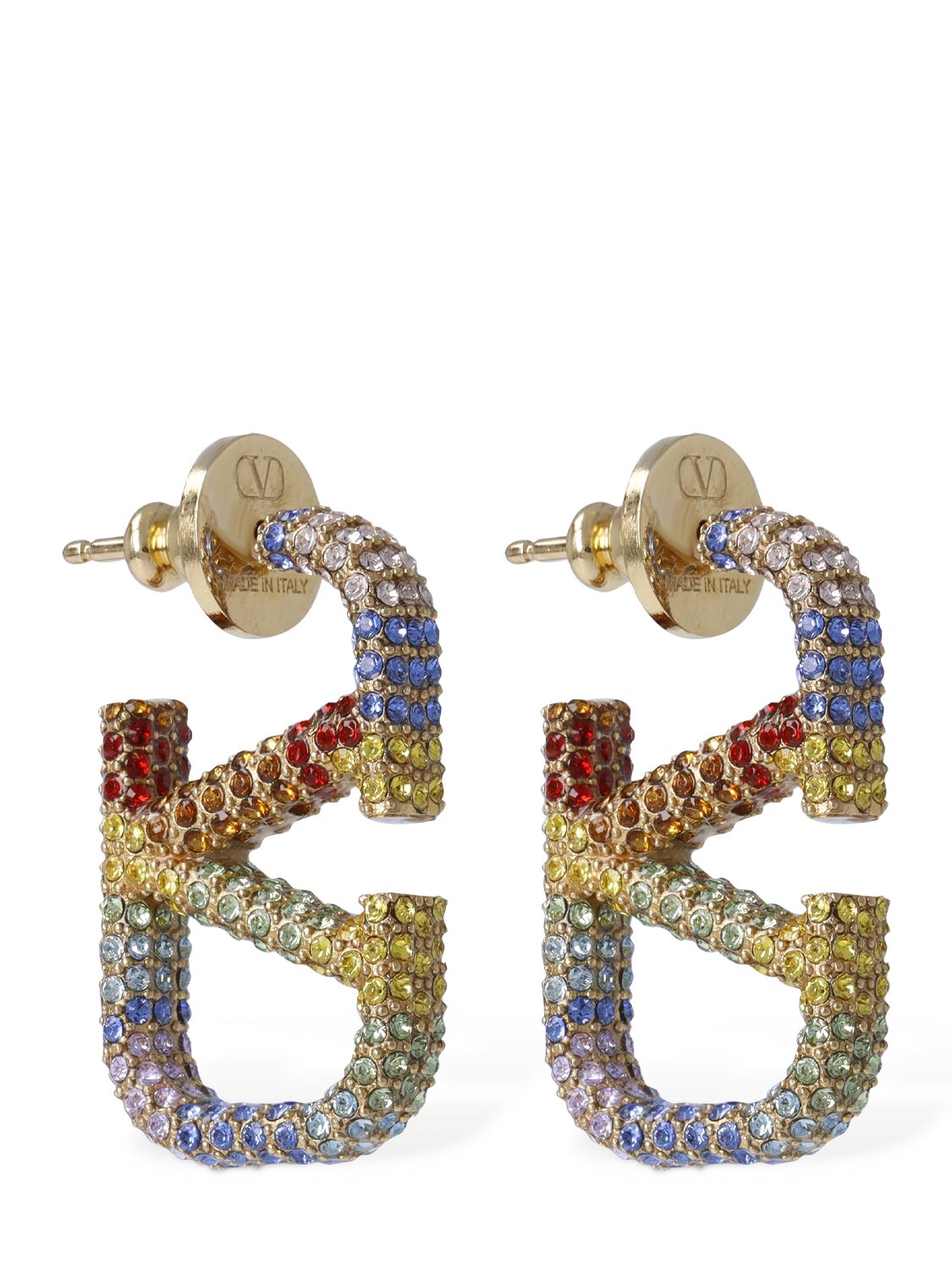 VALENTINO GARAVANI 2.5cm Rainbow V Logo Earrings | Smart Closet