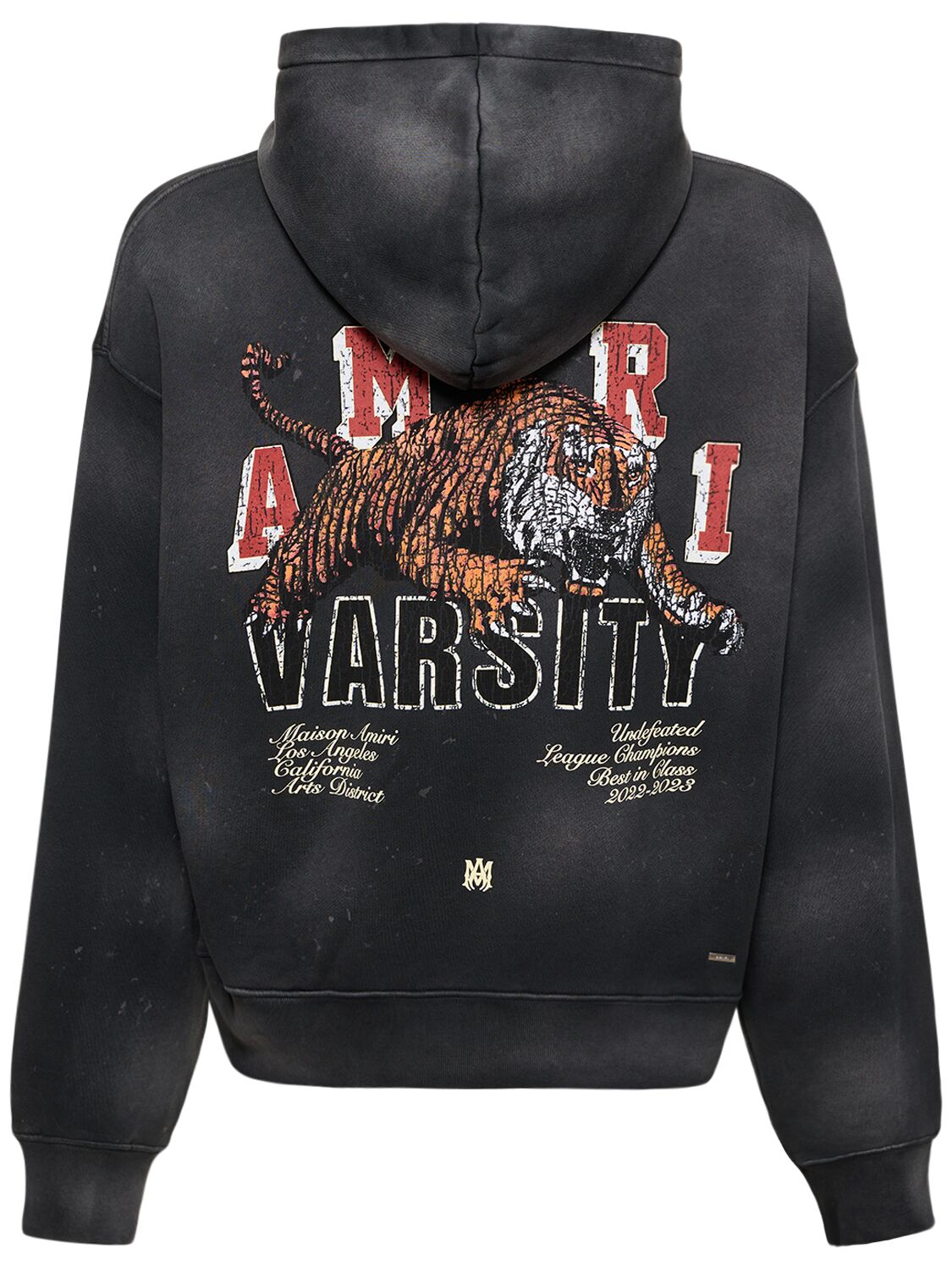 Shop Amiri Vintage Tiger Varsity Hoodie In Black