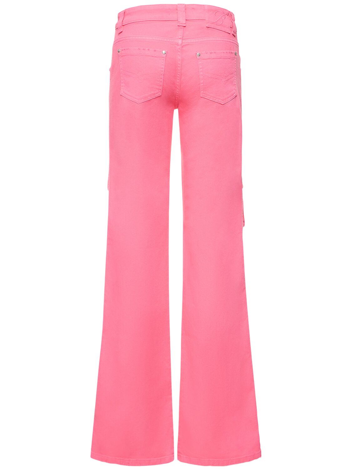 Shop Blumarine Denim Cargo Low Waist Straight Jeans In Fuchsia