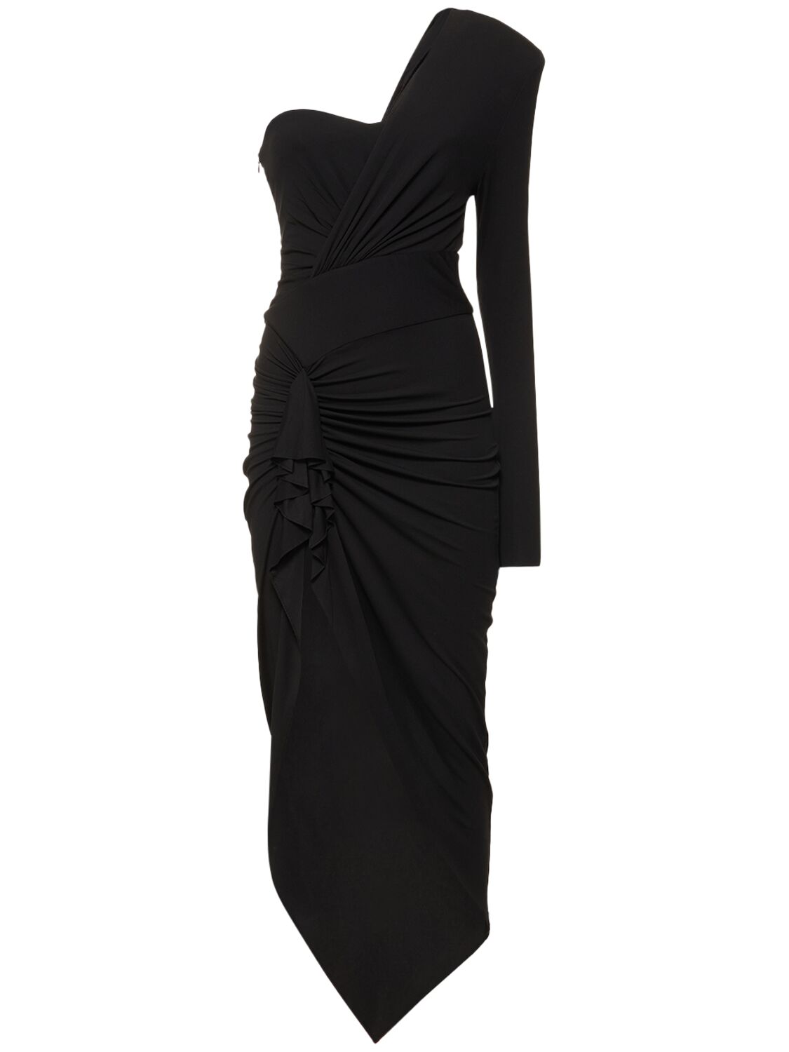 Image of One Shoulder Viscose Jersey Midi Dress