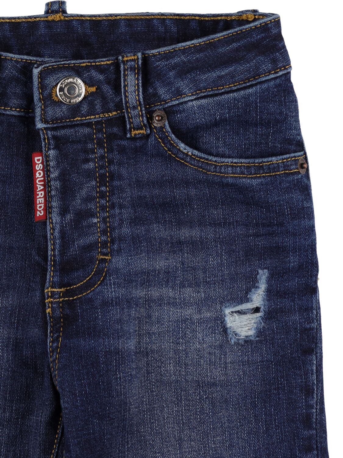 Shop Dsquared2 Destroyed Stretch Cotton Denim Jeans