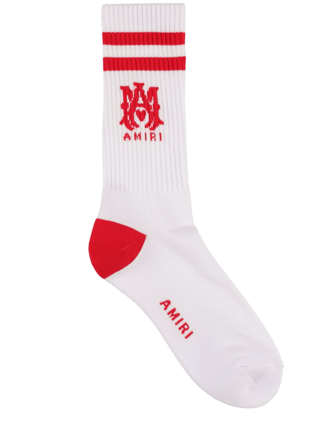 Amiri Men's Ma Crew Socks In White/red