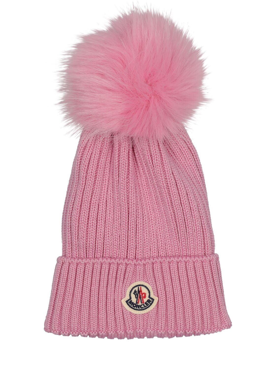 Moncler Babies' Wool Beanie W/ Pompom In Light Pink