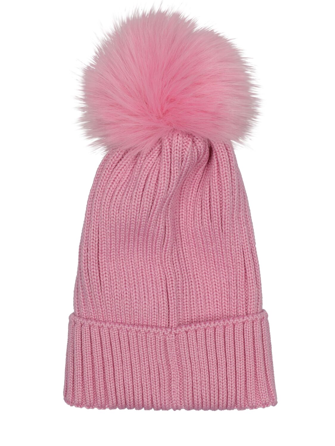 Shop Moncler Wool Beanie W/ Pompom In Light Pink