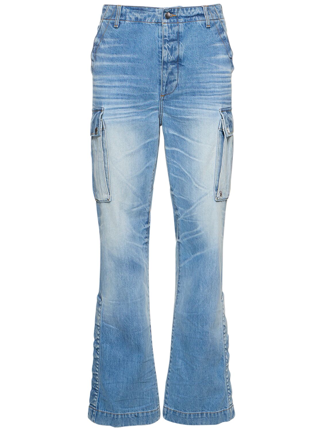 Mango cropped kick flare jeans in light blue