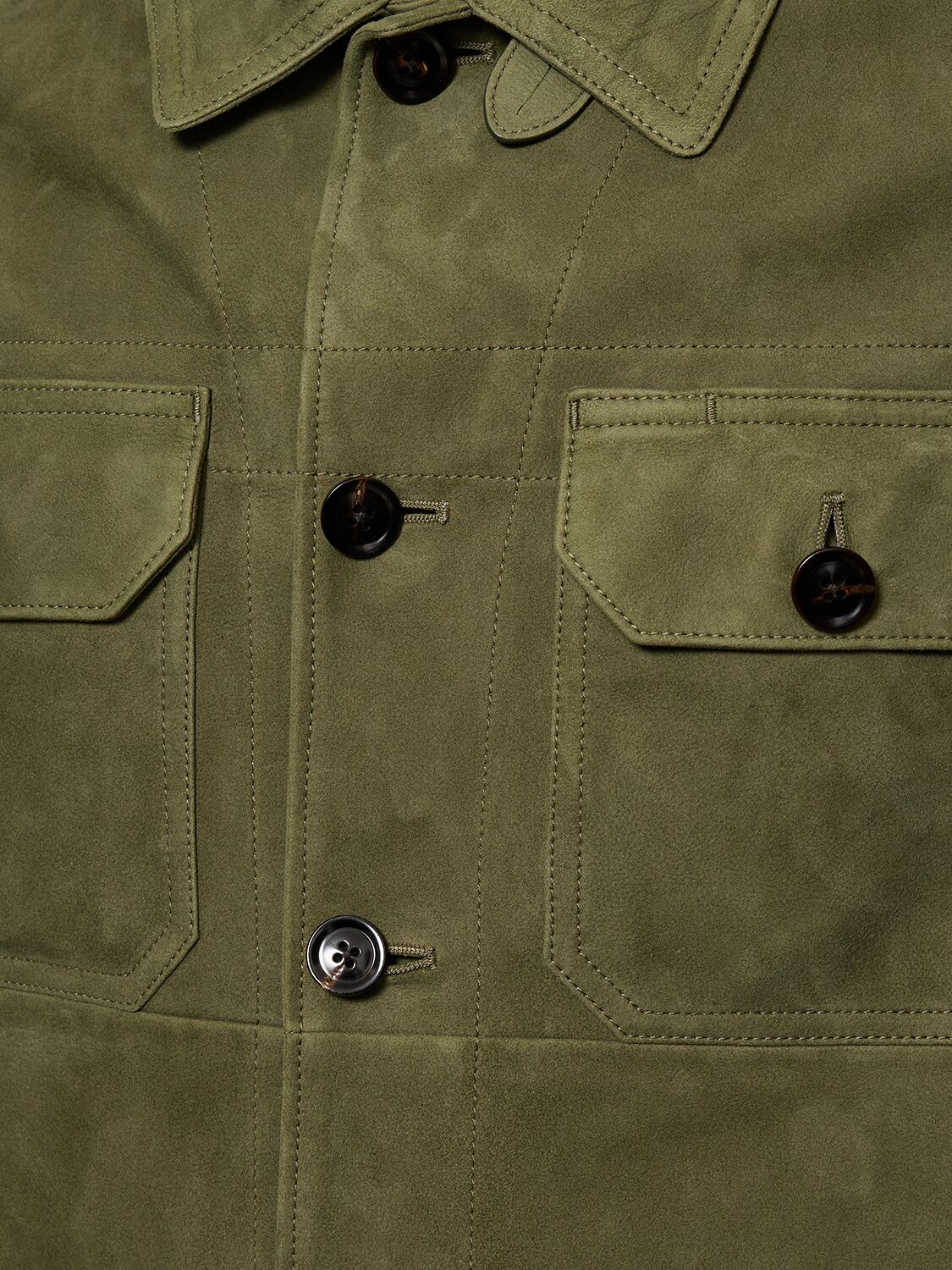 Shop Tom Ford Lightweight Suede Outershirt In Sage