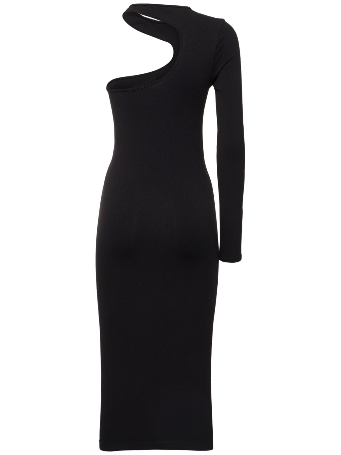 Shop Helmut Lang Cutout Seamless Viscose Midi Dress In Black