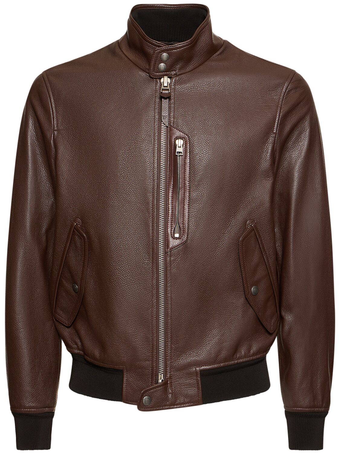 Harrington Tumbled Grain Leather Jacket – MEN > CLOTHING > JACKETS