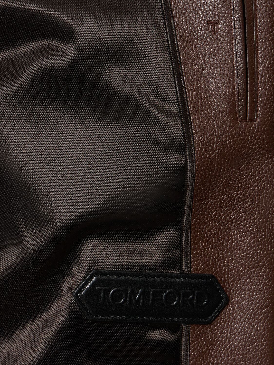 Shop Tom Ford Harrington Tumbled Grain Leather Jacket In Cognac