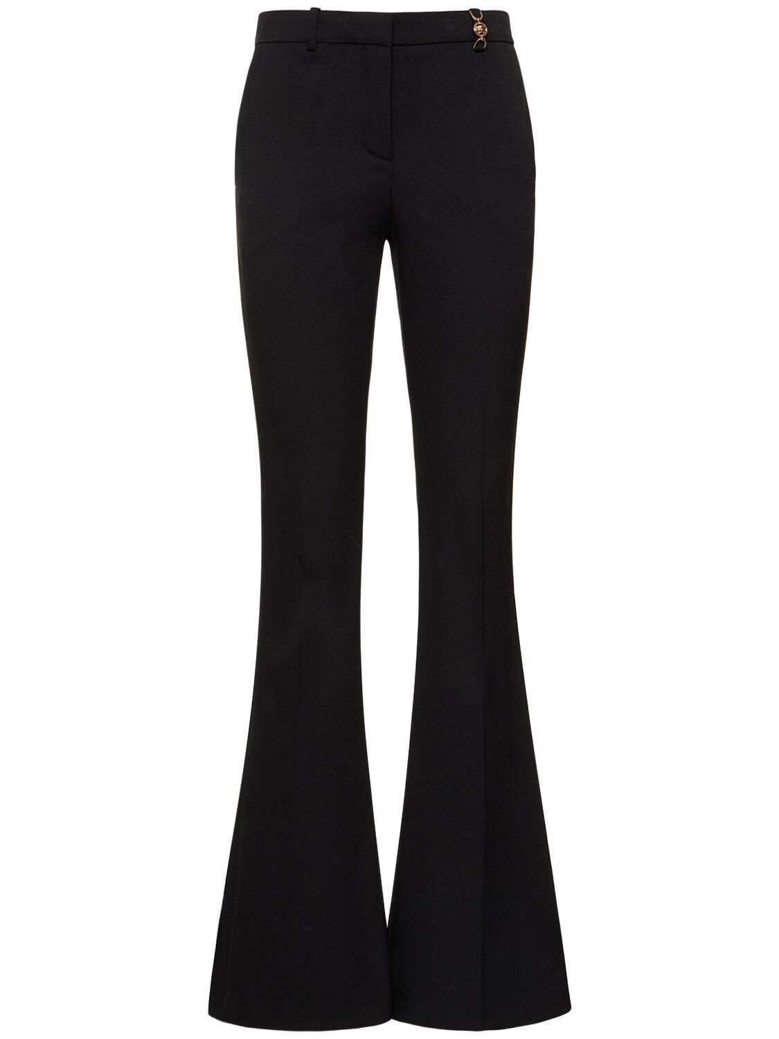 Image of Wool Crepe Mid Rise Flared Pants