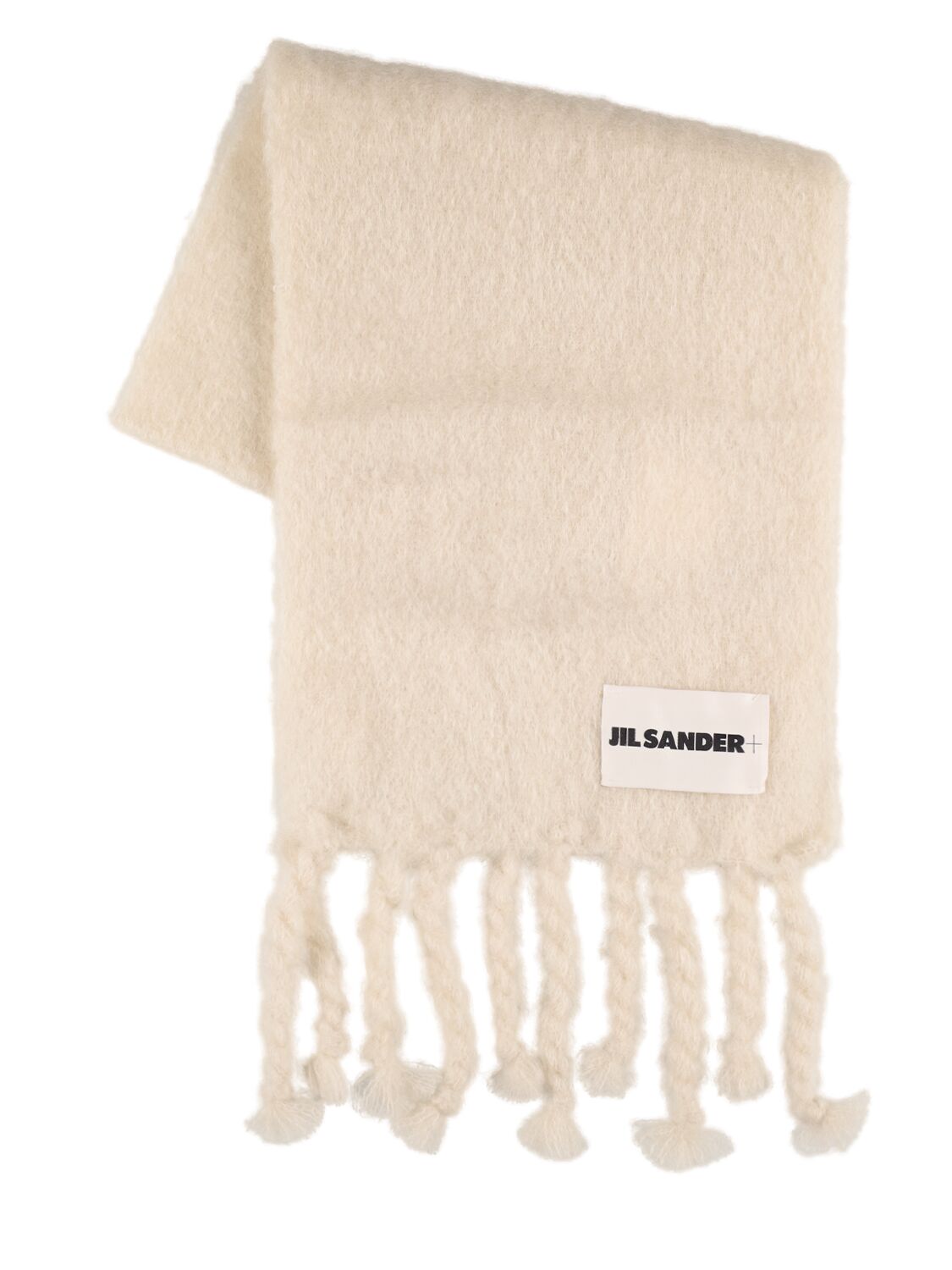 Jil Sander Logo Label Mohair Scarf In White