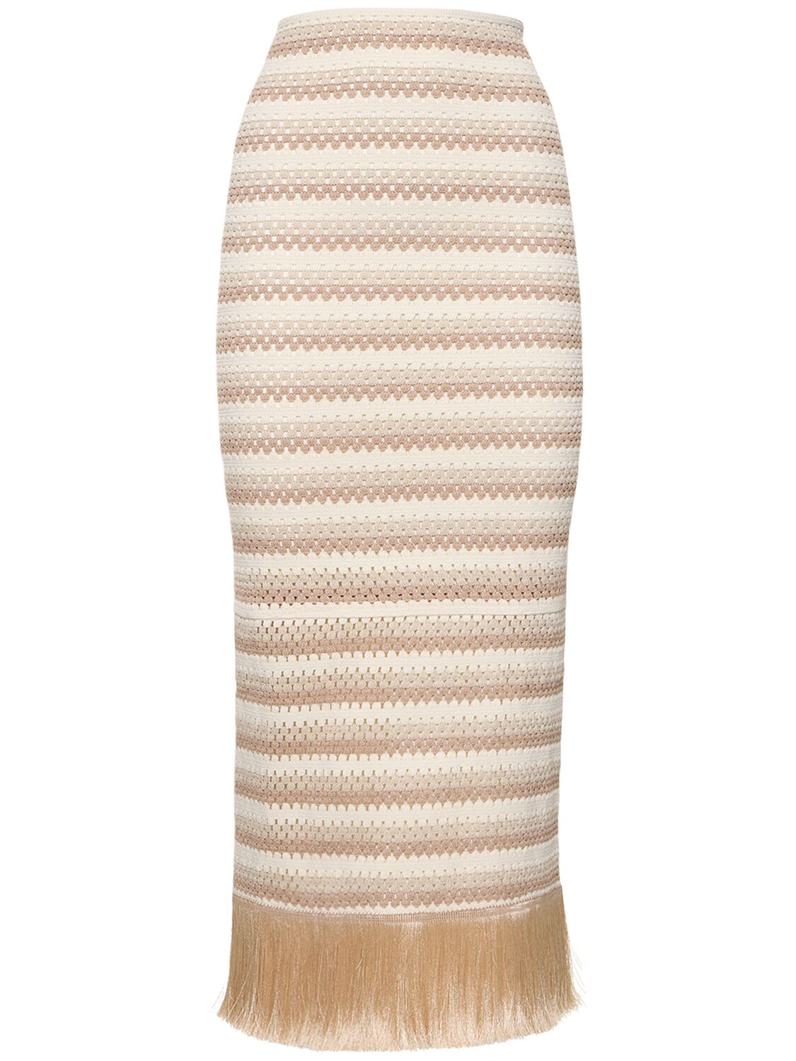 Patbo Stretch Tech Crocheted Maxi Skirt In Beige,ivory