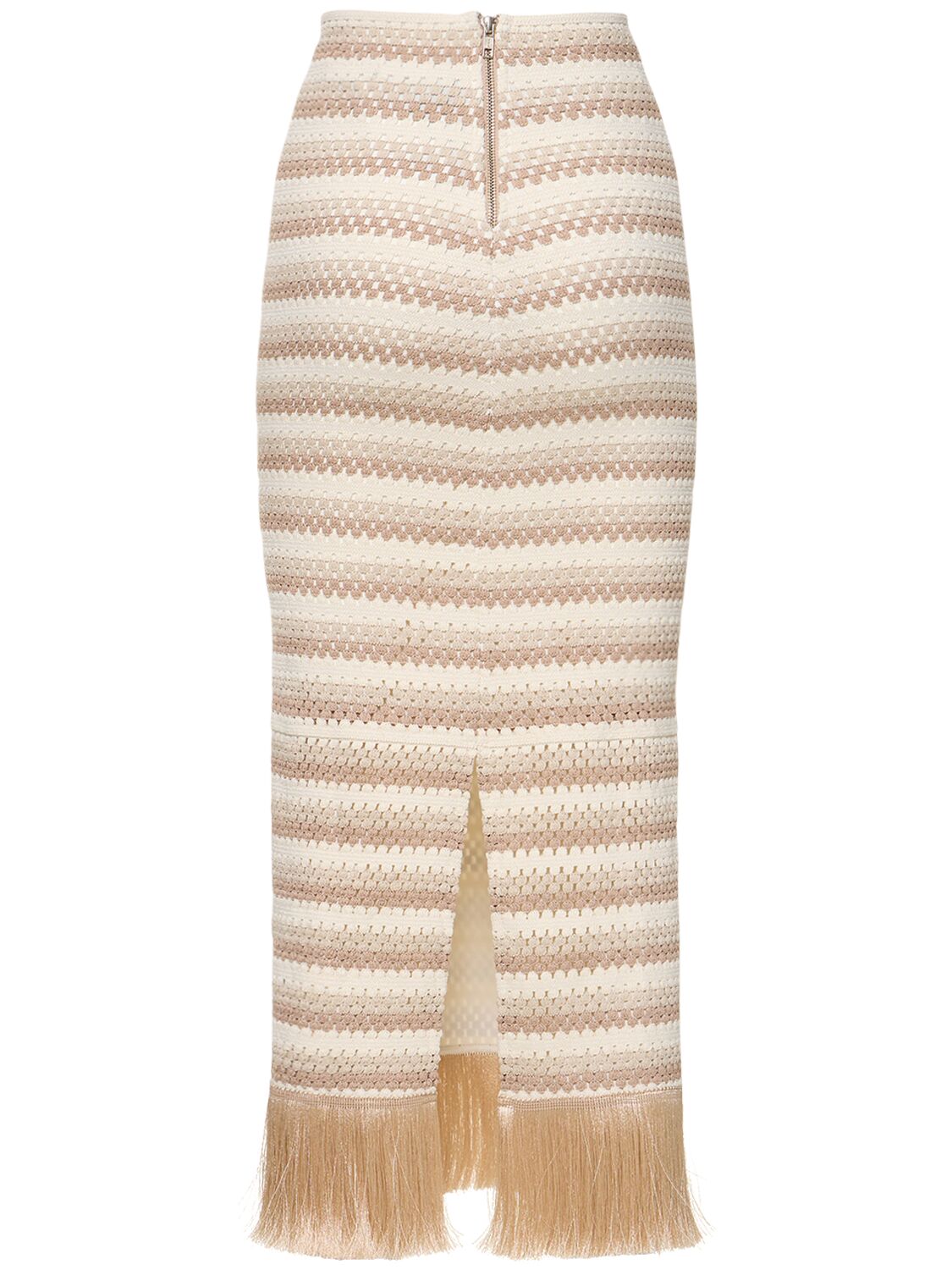 Shop Patbo Stretch Tech Crocheted Maxi Skirt In Beige,ivory