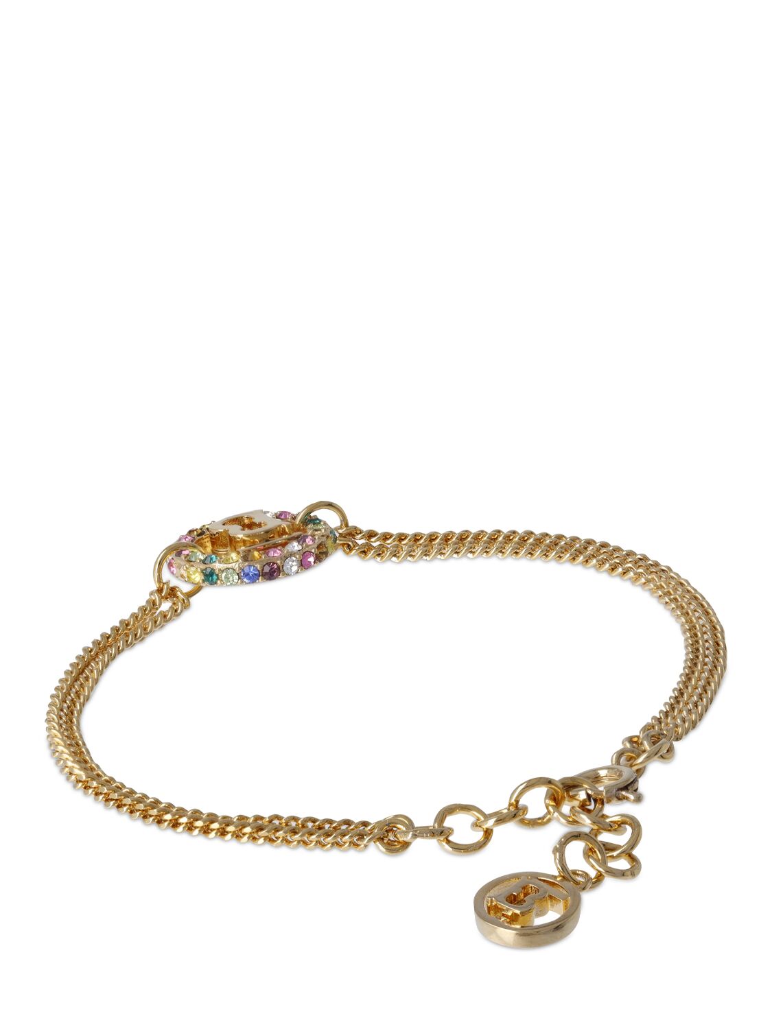 Shop Burberry Tb Pavé Chain Bracelet In Gold,multi
