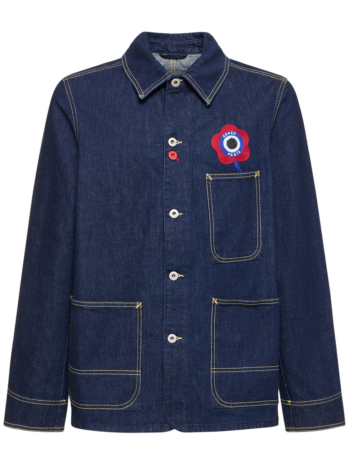 Shop Kenzo Target Cotton Denim Jacket In Blue